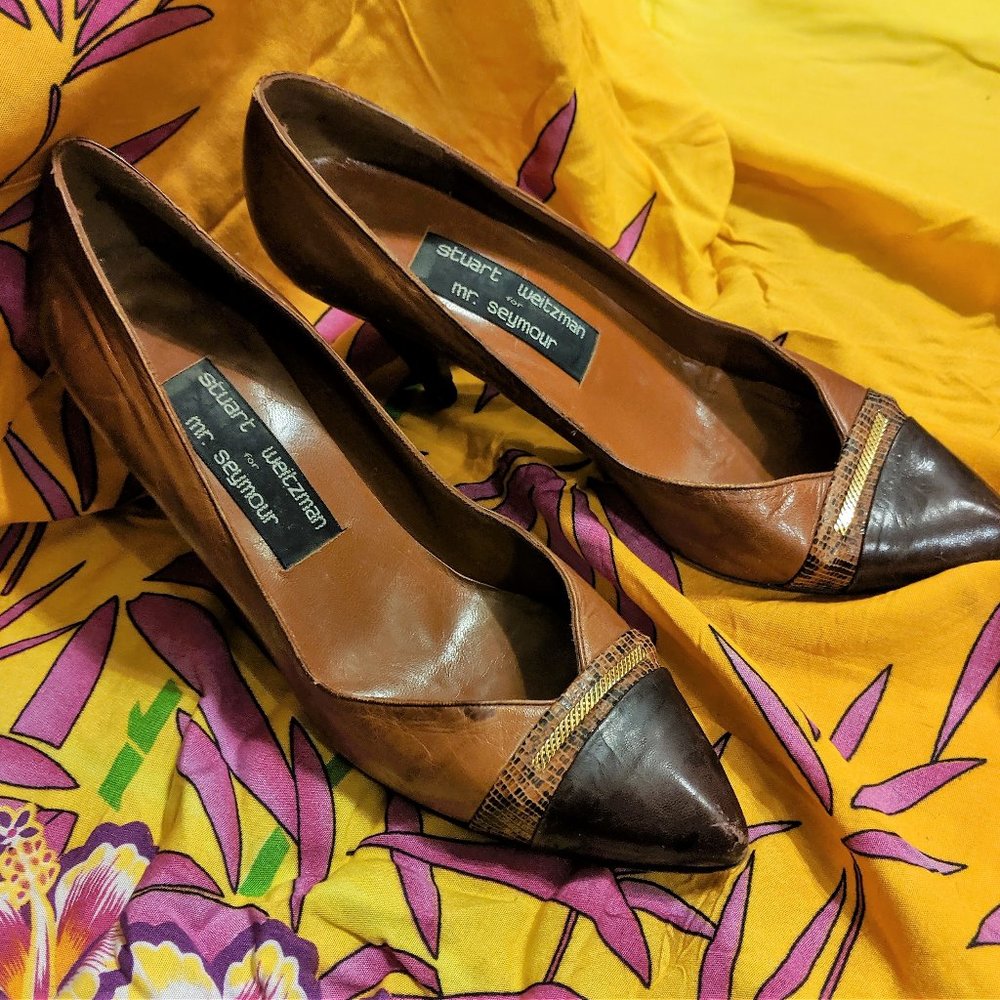 Retro Snake Skin Low Heel